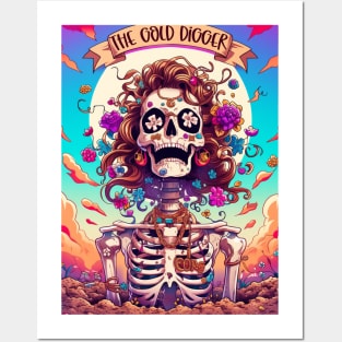 "The Gold Digger" Funny Tarot Skeleton Posters and Art